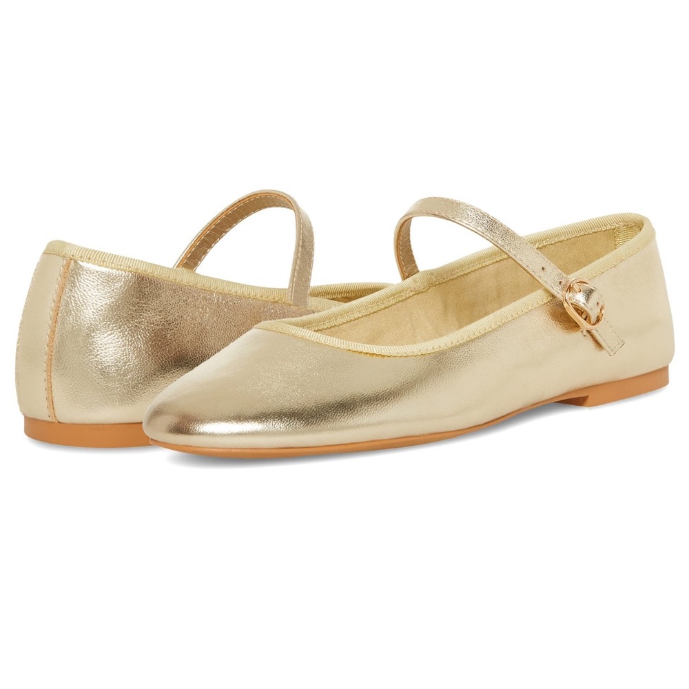 Gold Mary Jane Flats - Steve Madden Violette - Size 6